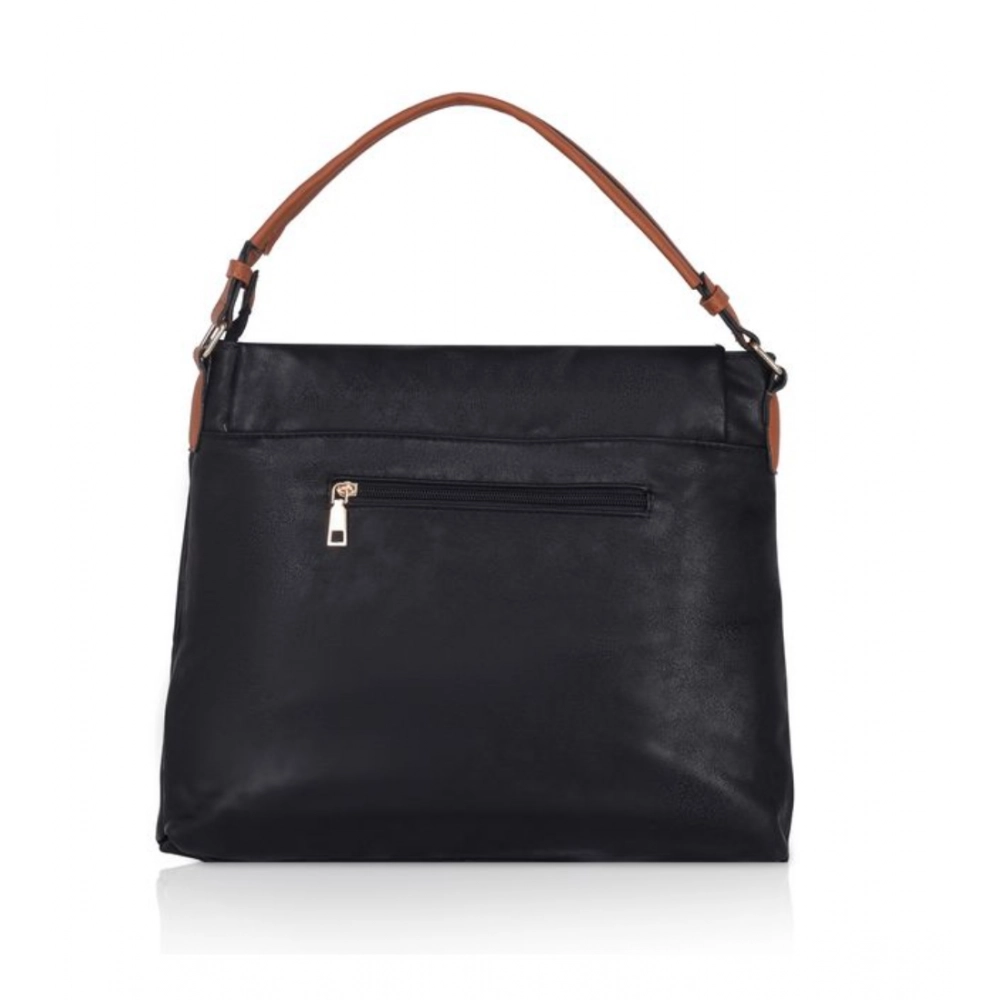 generic women's faux leather solid sling bag (black) generic women's faux leather solid sling bag (black)