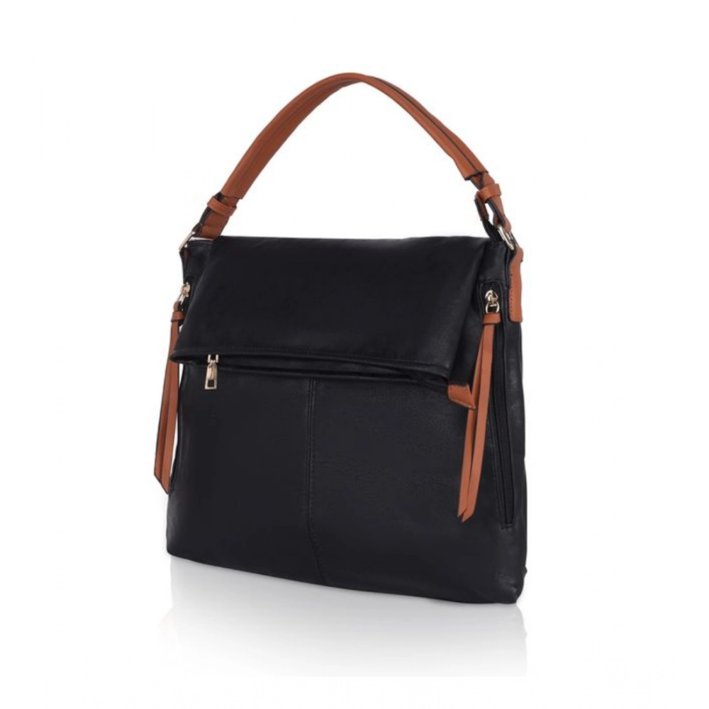 generic women's faux leather solid sling bag (black) generic women's faux leather solid sling bag (black)
