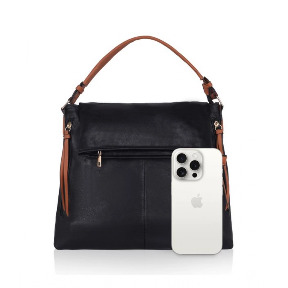 generic women's faux leather solid sling bag (black) generic women's faux leather solid sling bag (black)