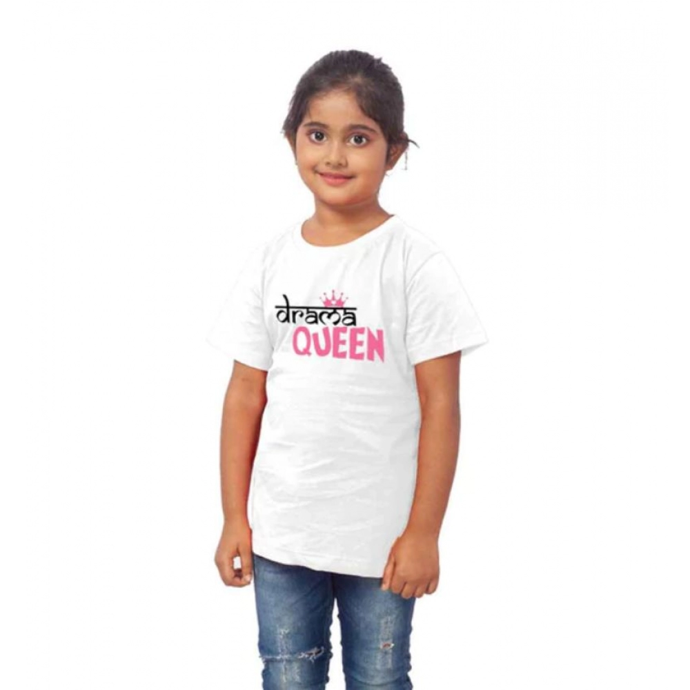 generic girls cotton drama queen half sleeve tshirt (white) generic girls cotton drama queen half sleeve tshirt (white)