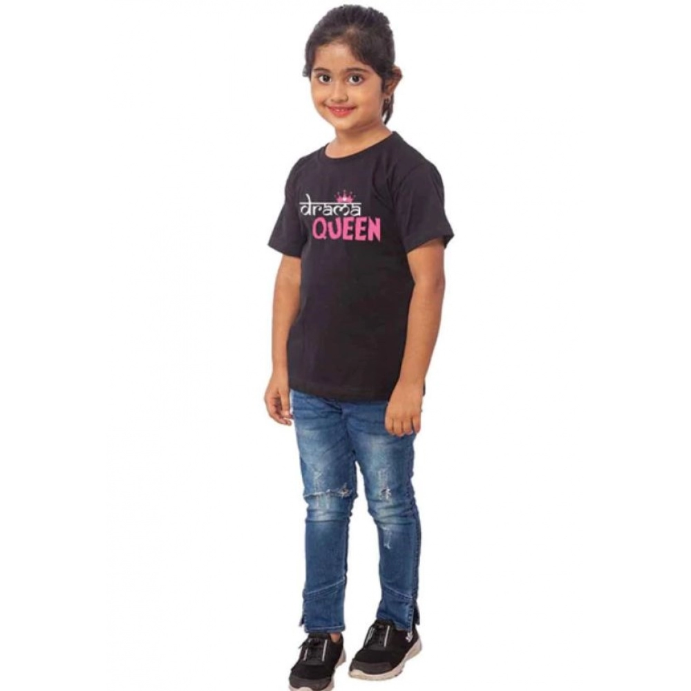 generic girls cotton drama queen half sleeve tshirt (black) generic girls cotton drama queen half sleeve tshirt (black)