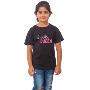generic girls cotton drama queen half sleeve tshirt (black)