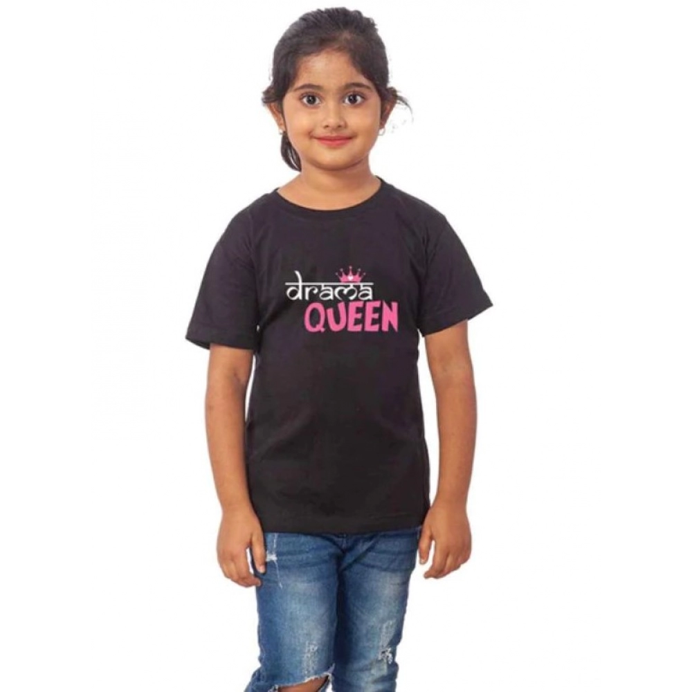 generic girls cotton drama queen half sleeve tshirt (black) generic girls cotton drama queen half sleeve tshirt (black)