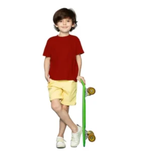 generic boys cotton plain half sleeve tshirt (maroon)