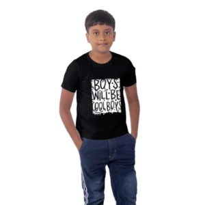 generic boys cotton will be cool half sleeve tshirt (black)