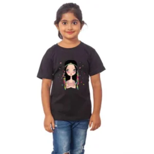 generic girls cotton tribal half sleeve tshirt (black)