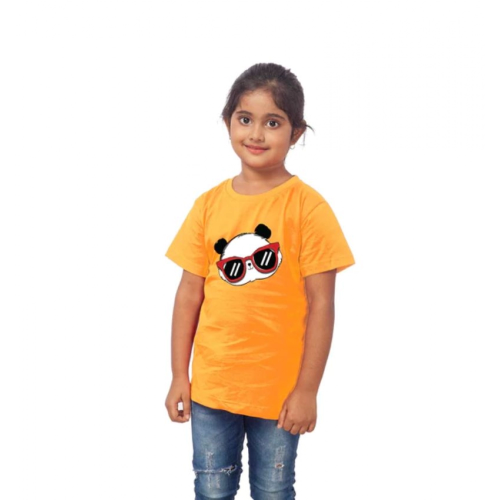 generic girls cotton panda glass half sleeve tshirt (mustard) generic girls cotton panda glass half sleeve tshirt (mustard)