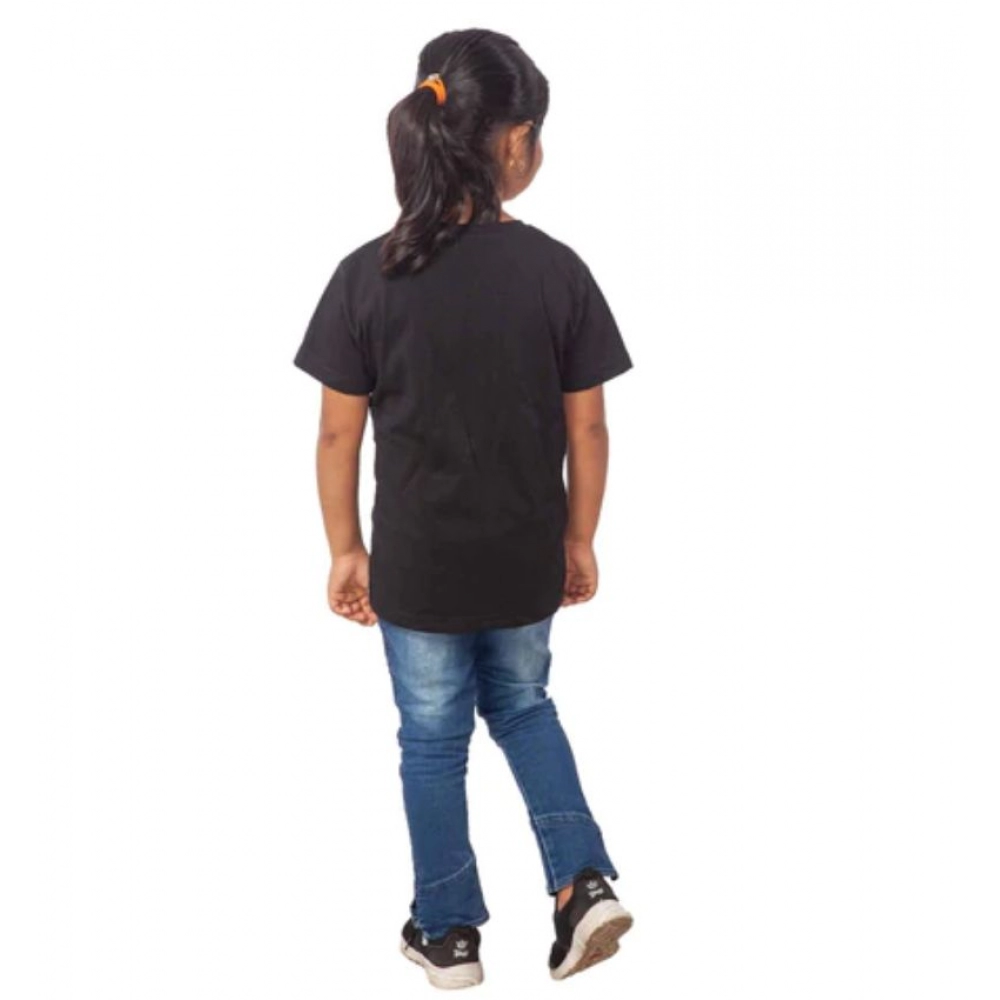 generic girls cotton unicorn face half sleeve tshirt (black) generic girls cotton unicorn face half sleeve tshirt (black)