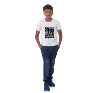 generic boys cotton will be cool half sleeve tshirt (white)