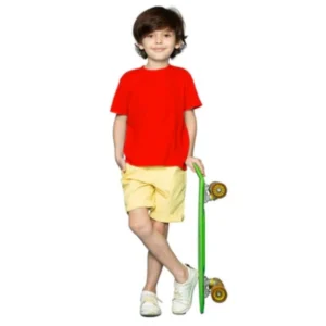 generic boys cotton plain half sleeve tshirt (red)