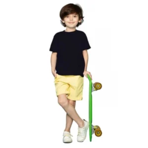 generic boys cotton plain half sleeve tshirt (black)