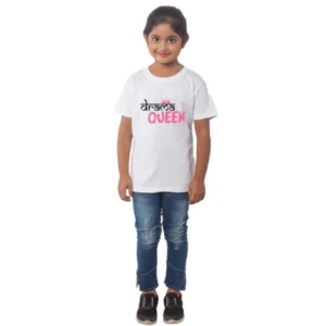 generic girls cotton drama queen half sleeve tshirt (white)