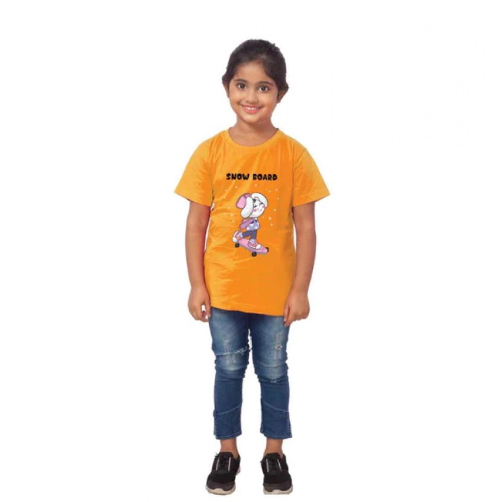 generic girls cotton snow board half sleeve tshirt (mustard) generic girls cotton snow board half sleeve tshirt (mustard)