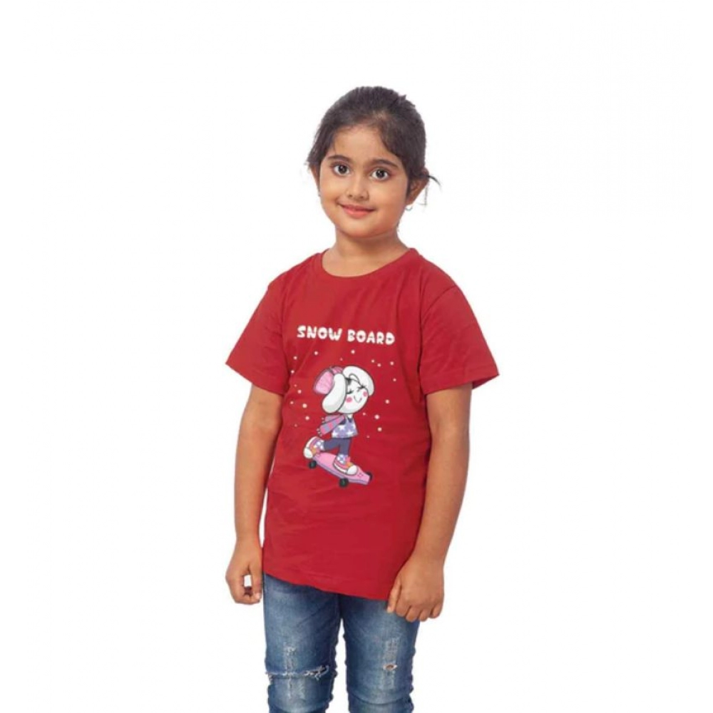 generic girls cotton snow board half sleeve tshirt (maroon) generic girls cotton snow board half sleeve tshirt (maroon)