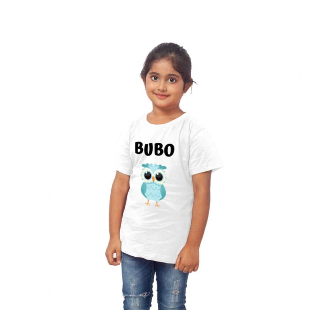 generic girls cotton bubo half sleeve tshirt (white) generic girls cotton bubo half sleeve tshirt (white)