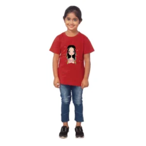 generic girls cotton tribal half sleeve tshirt (maroon)