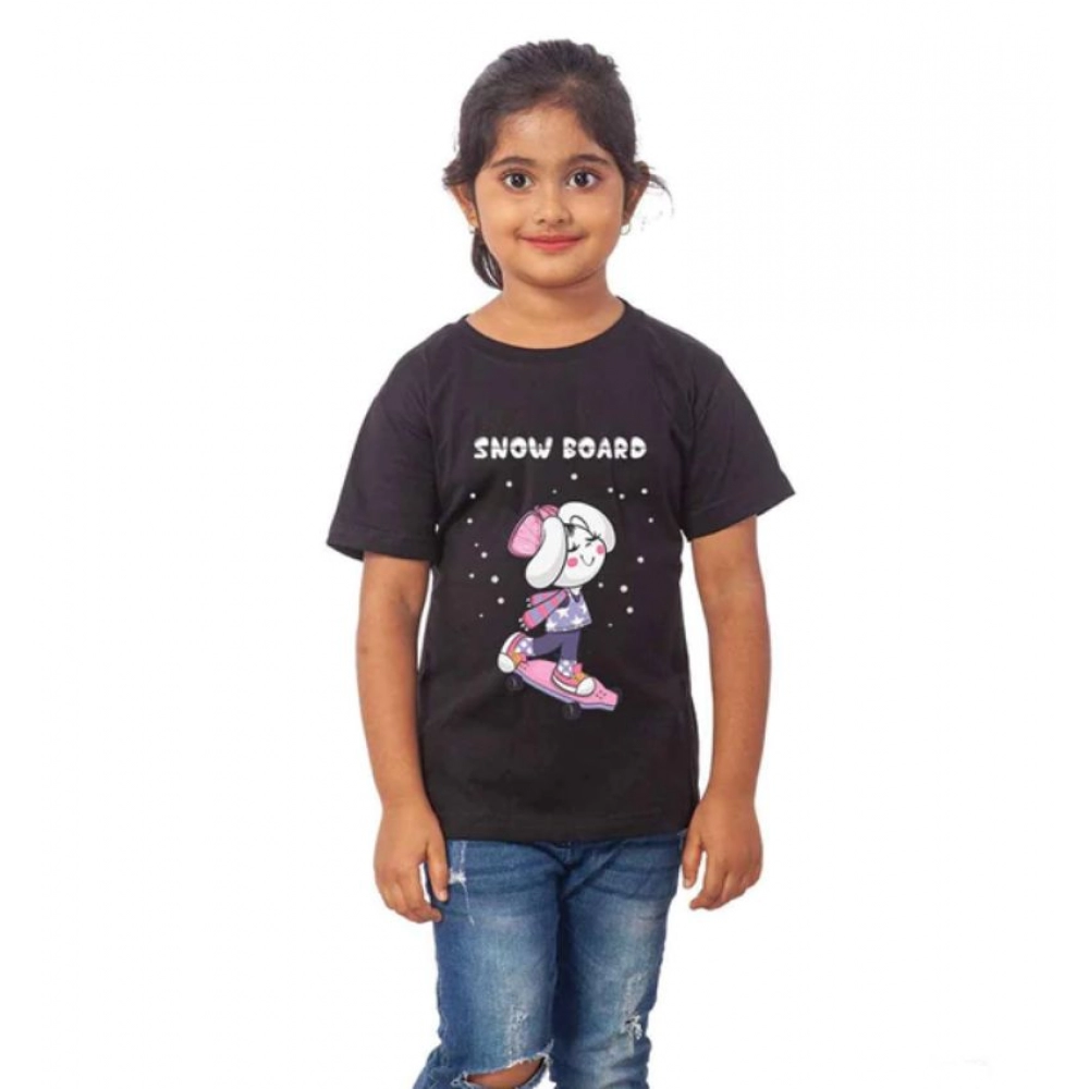 generic girls cotton snow board half sleeve tshirt (black) generic girls cotton snow board half sleeve tshirt (black)