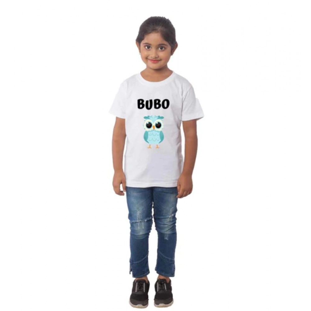 generic girls cotton bubo half sleeve tshirt (white) generic girls cotton bubo half sleeve tshirt (white)