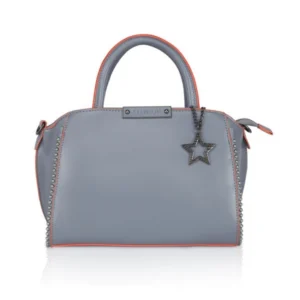 generic women's faux leather metal beads handbag (grey)