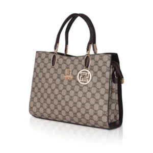 generic women's faux leather printed handbag (coffee)