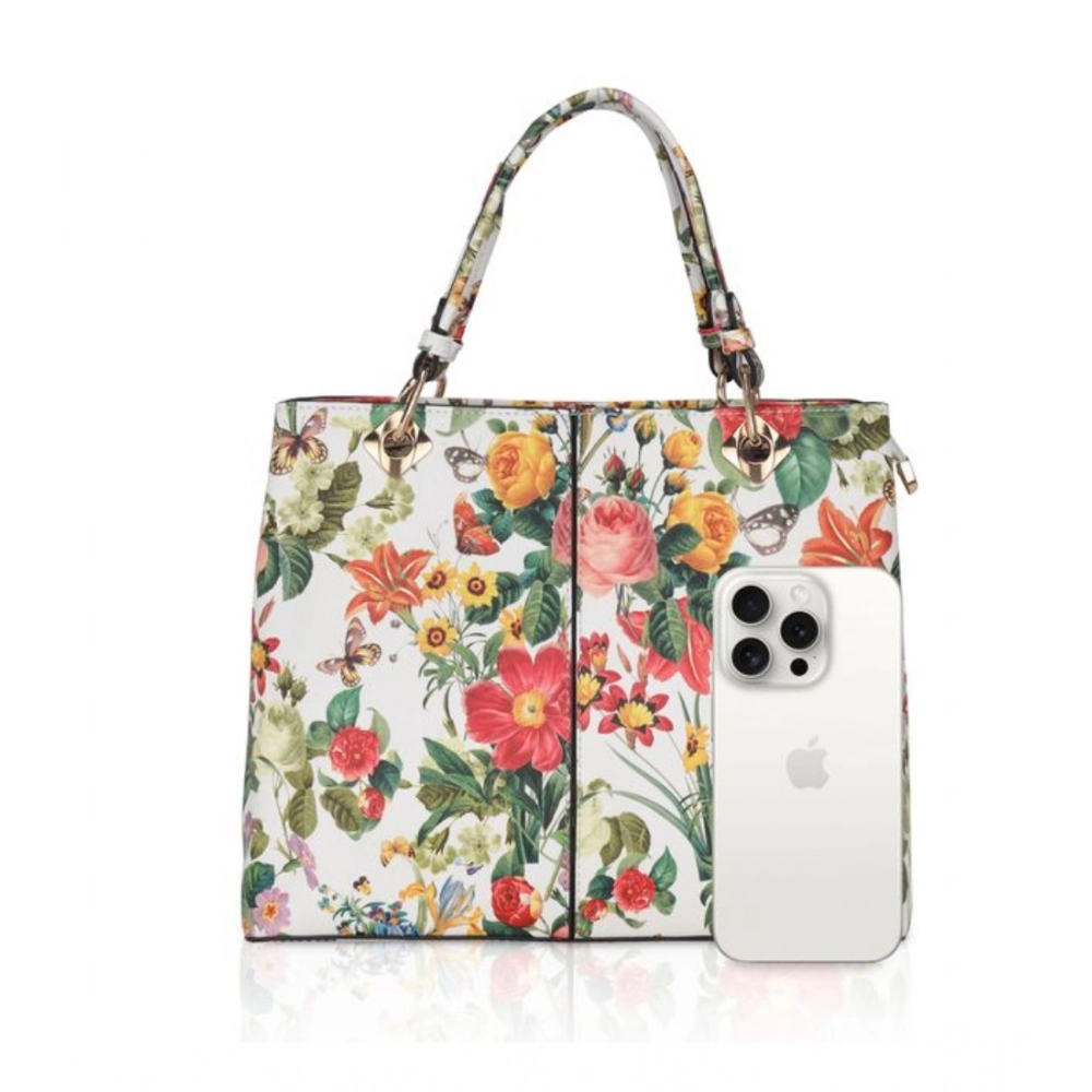 generic women's faux leather printed handheld bag (white orang) generic women's faux leather printed handheld bag (white orang)