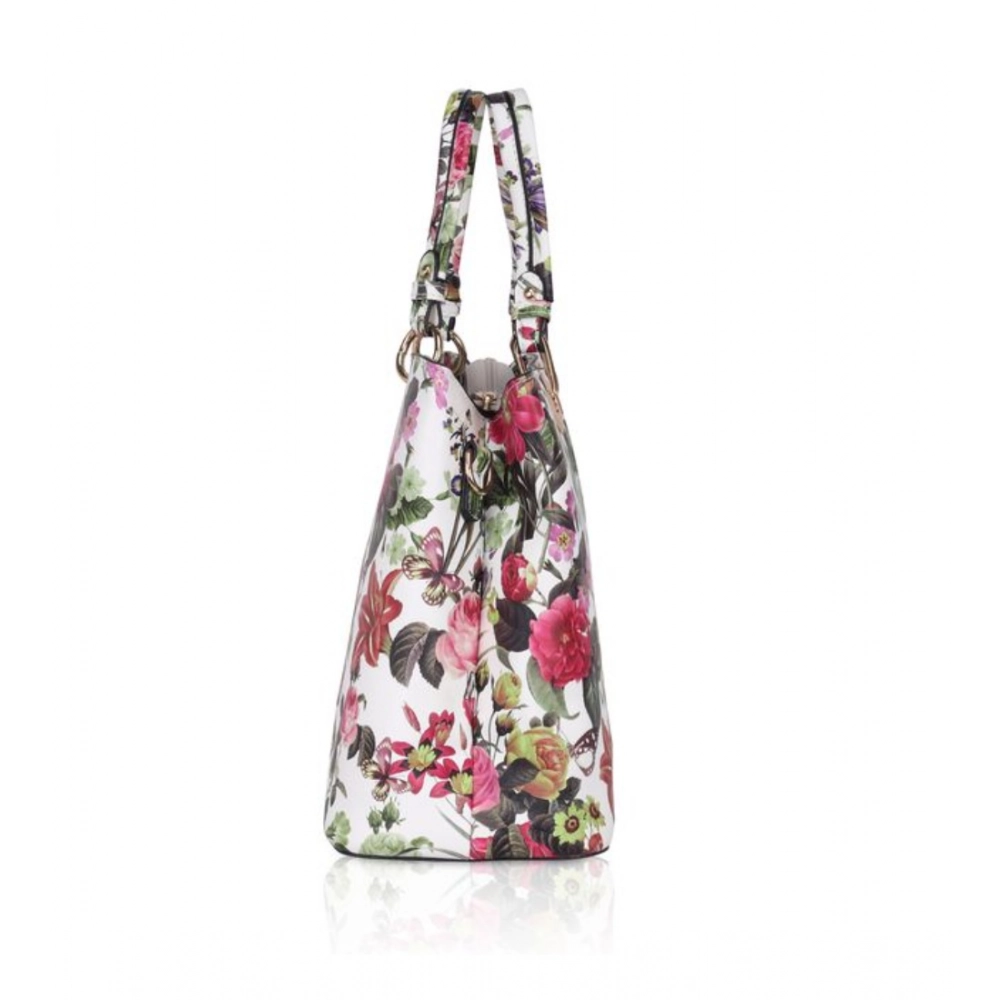 generic women's faux leather printed handheld bag (white pink) generic women's faux leather printed handheld bag (white pink)