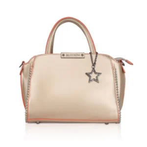 generic women's faux leather metal beads handbag (gold)
