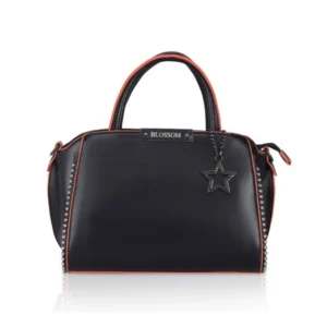 generic women's faux leather metal beads handbag (black)