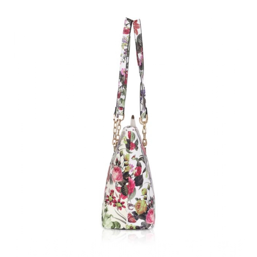 generic women's faux leather printed tote bag (white pink) generic women's faux leather printed tote bag (white pink)