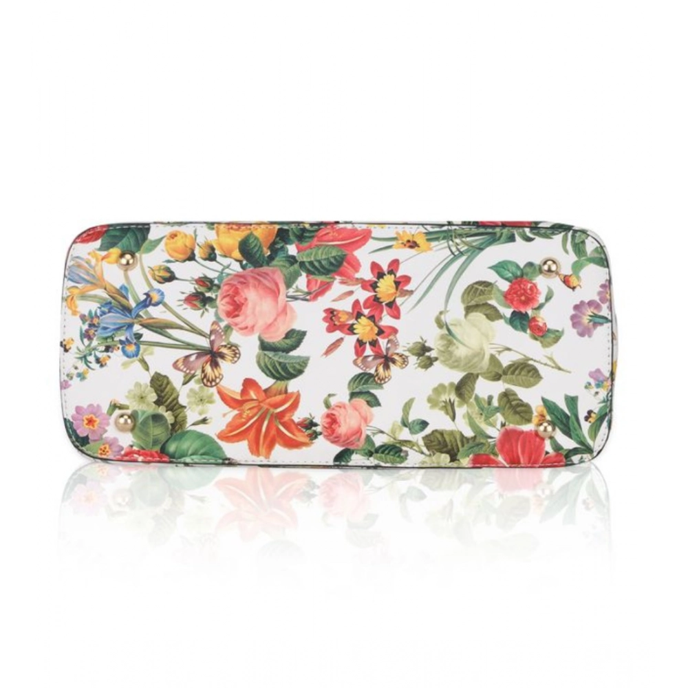 generic women's faux leather printed handheld bag (white orang) generic women's faux leather printed handheld bag (white orang)