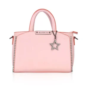generic women's faux leather metal beads handbag (pink)