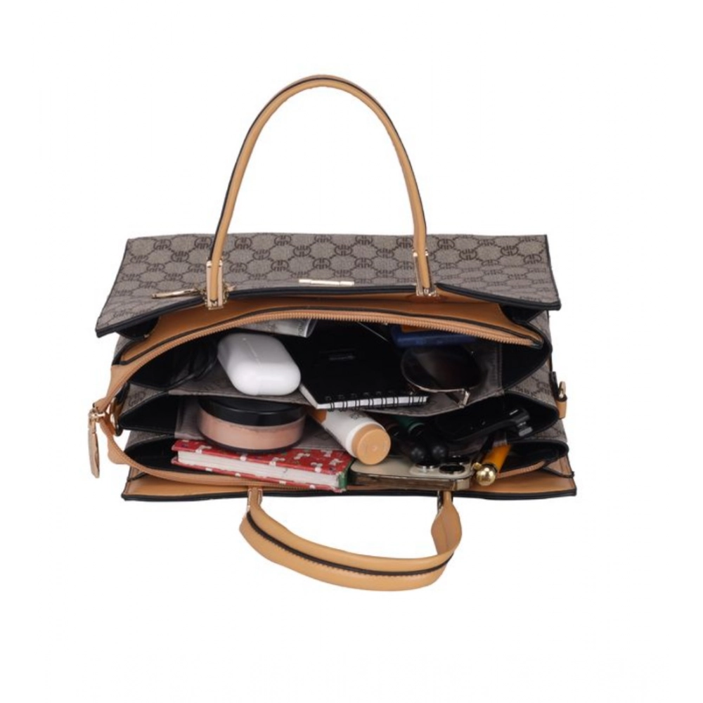 generic women's faux leather printed handbag (camel) generic women's faux leather printed handbag (camel)