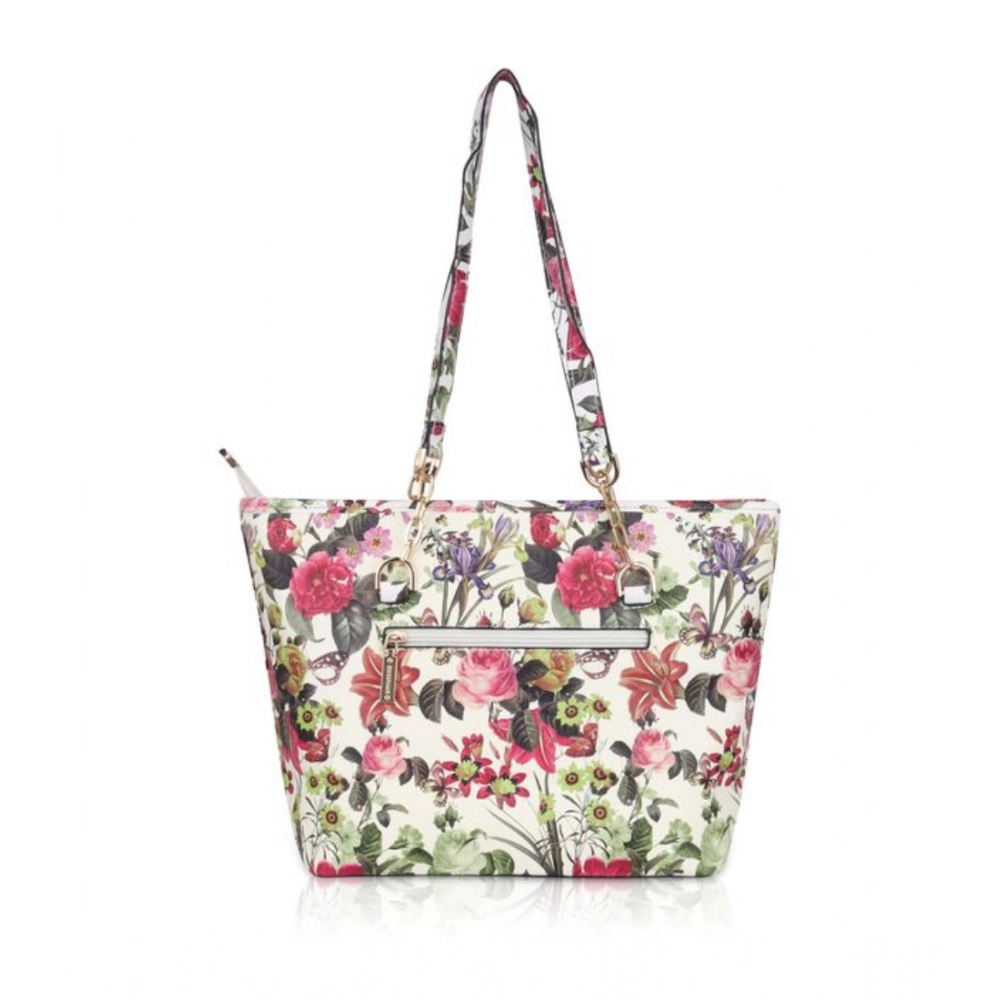 generic women's faux leather printed tote bag (white pink) generic women's faux leather printed tote bag (white pink)