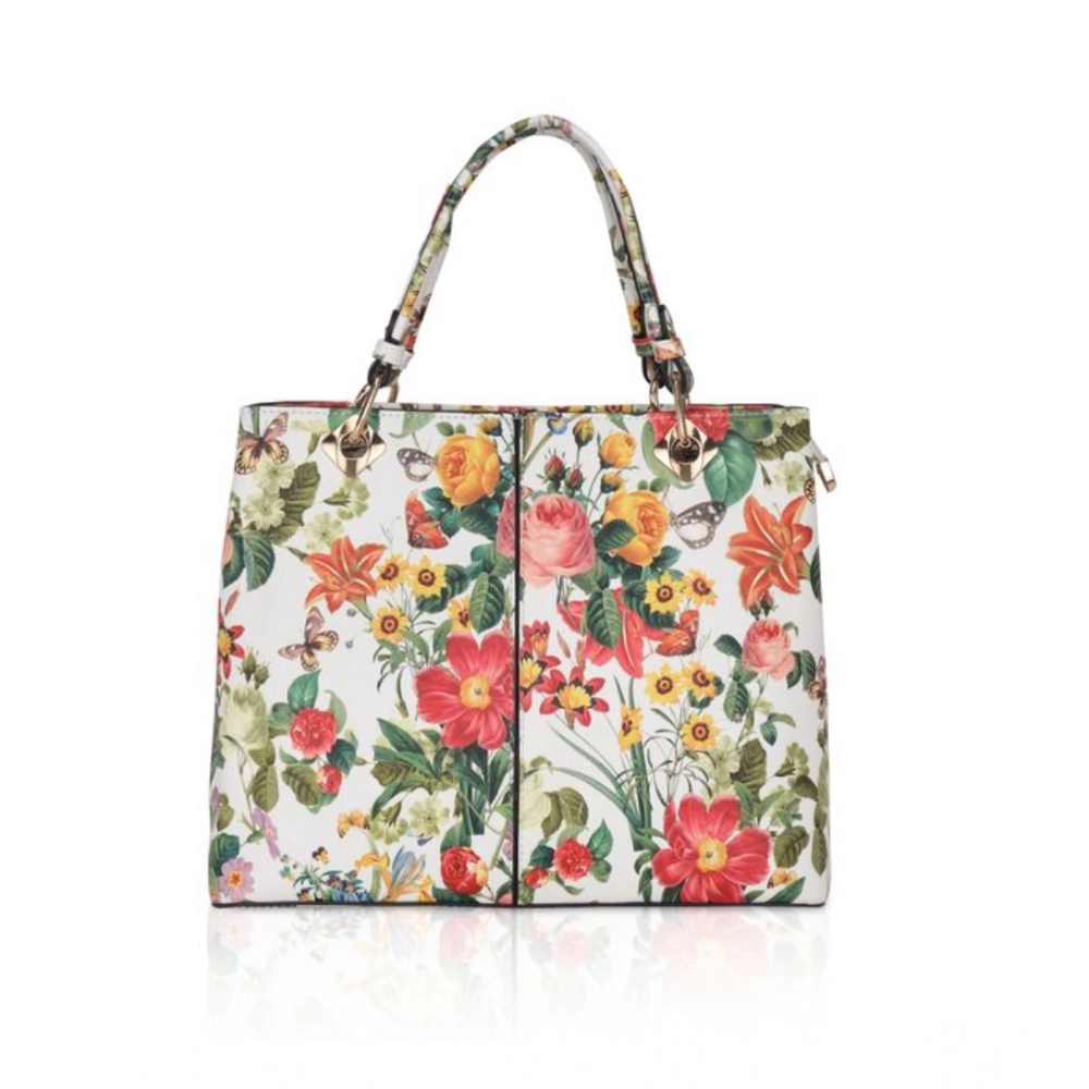 generic women's faux leather printed handheld bag (white orang) generic women's faux leather printed handheld bag (white orang)