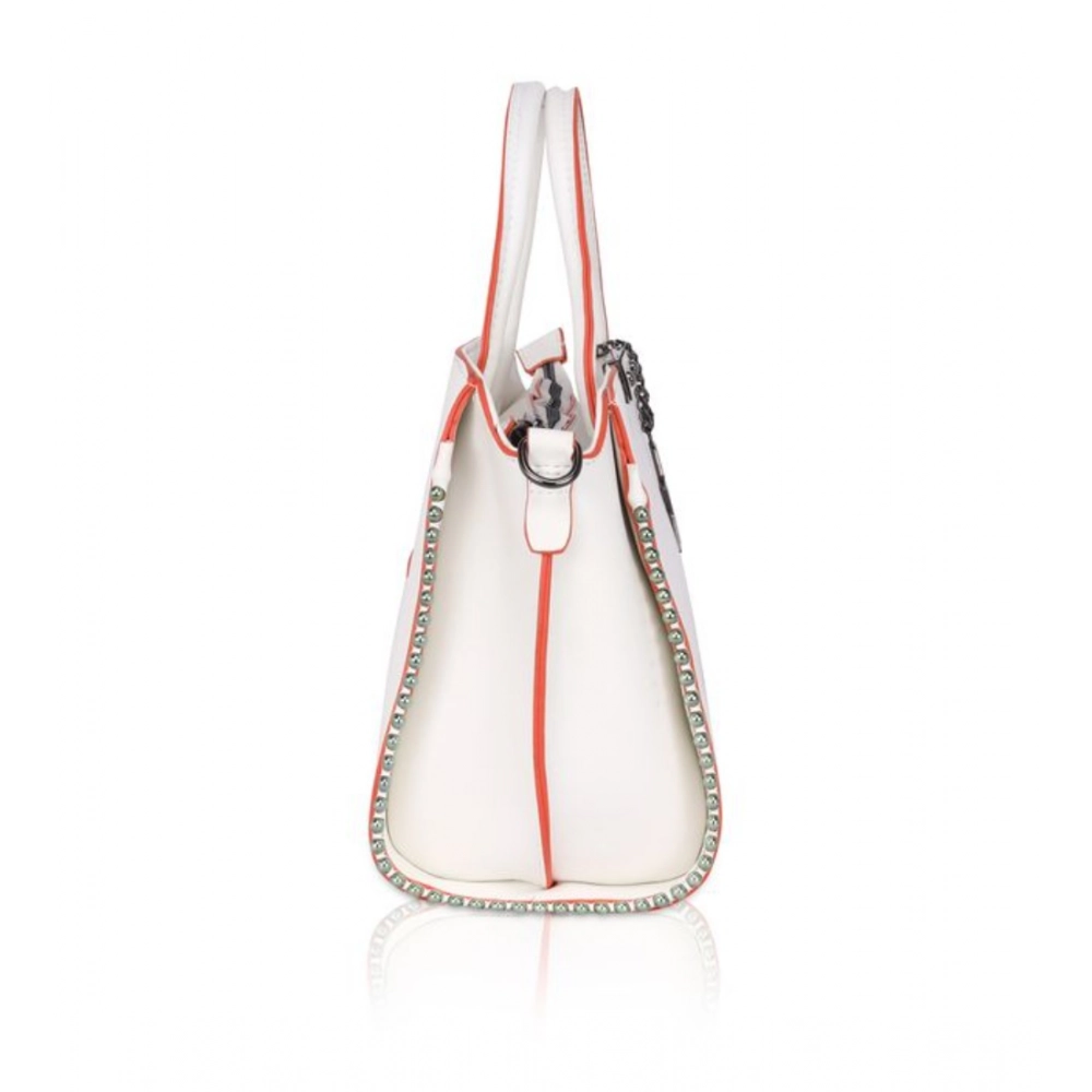 generic women's faux leather metal beads handbag (white) generic women's faux leather metal beads handbag (white)
