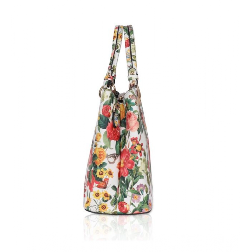 generic women's faux leather printed handheld bag (white orang) generic women's faux leather printed handheld bag (white orang)