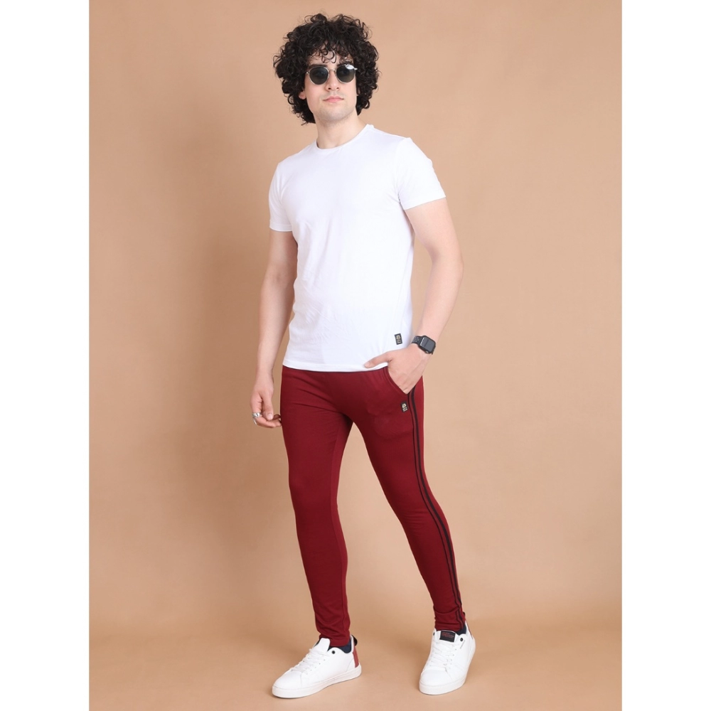 generic men's casual cotton striped full length track pant (maroon) generic men's casual cotton striped full length track pant (maroon)