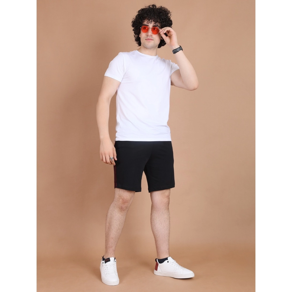 generic men's casual cotton striped above knee shorts (black) generic men's casual cotton striped above knee shorts (black)