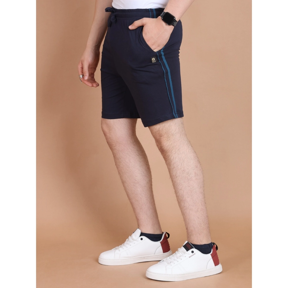 generic men's casual cotton striped above knee shorts (navy) generic men's casual cotton striped above knee shorts (navy)