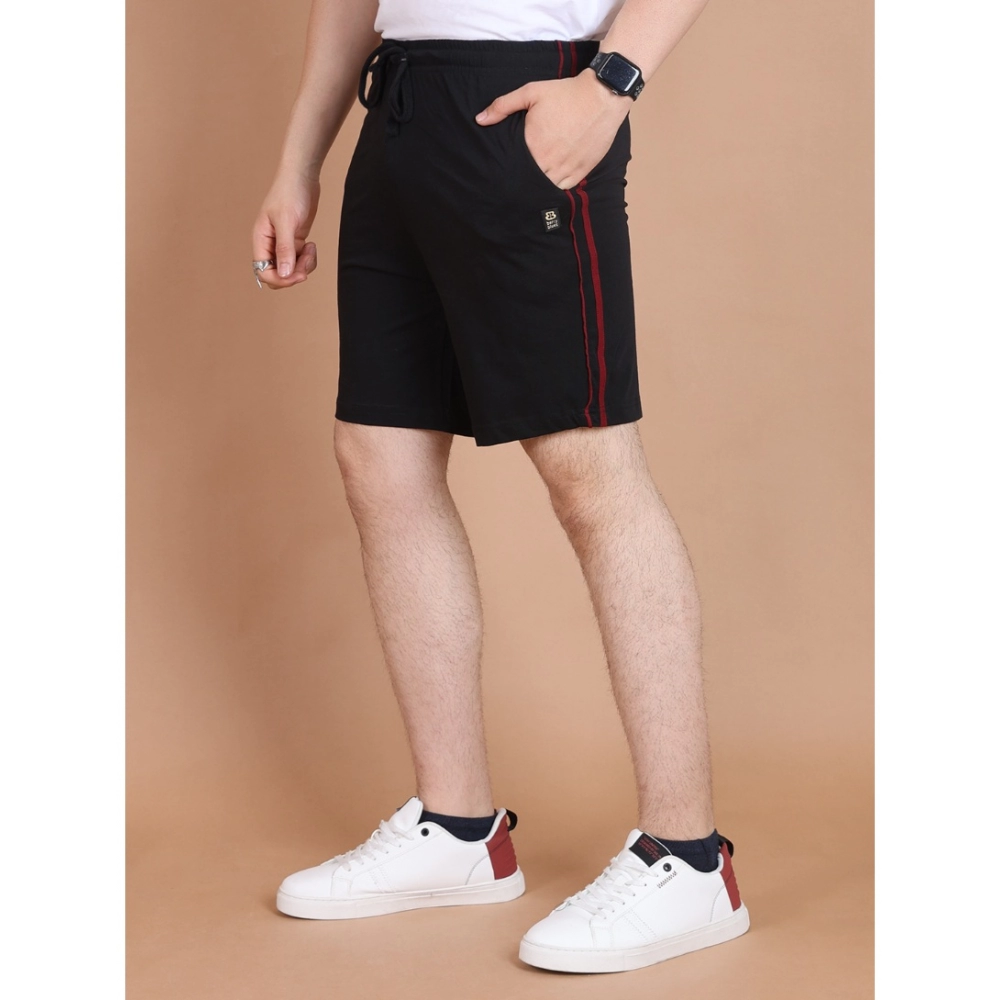 generic men's casual cotton striped above knee shorts (black) generic men's casual cotton striped above knee shorts (black)