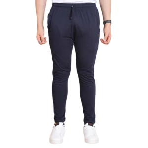 generic men's casual cotton striped full length track pant (navy)