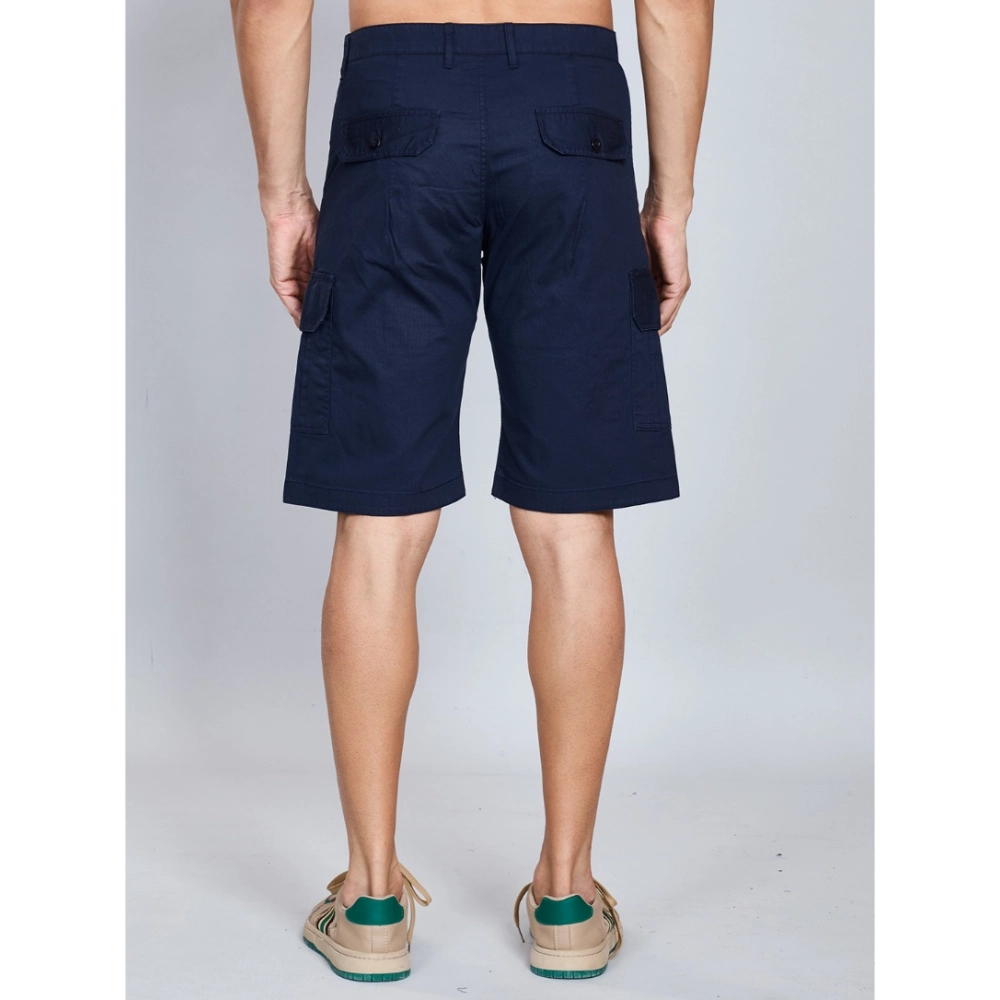 generic men's casual cotton solid knee length cargo shorts (navy) generic men's casual cotton solid knee length cargo shorts (navy)