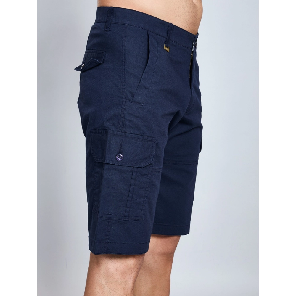 generic men's casual cotton solid knee length cargo shorts (navy) generic men's casual cotton solid knee length cargo shorts (navy)