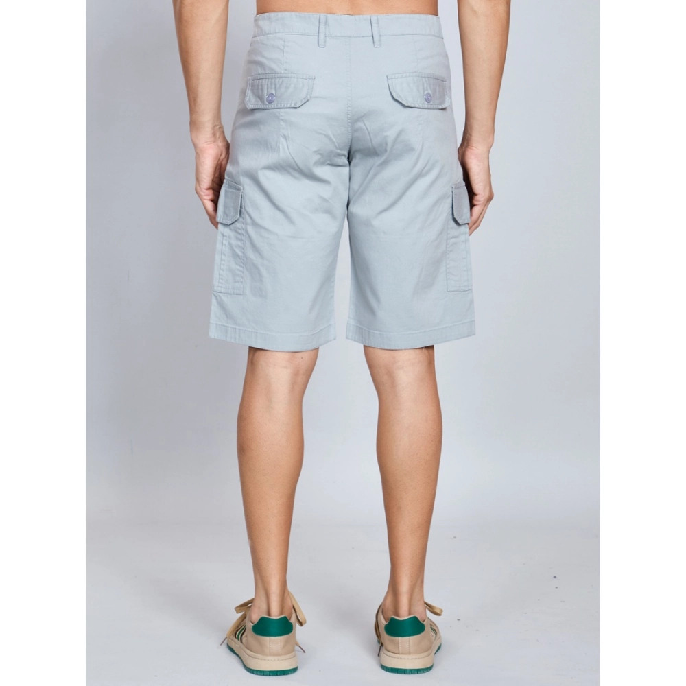 generic men's casual cotton solid knee length cargo shorts (grey) generic men's casual cotton solid knee length cargo shorts (grey)