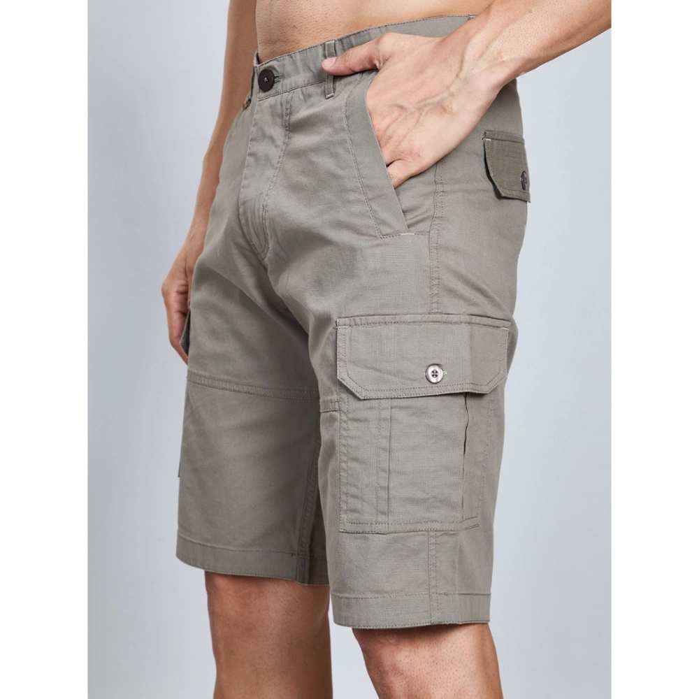 generic men's casual cotton solid knee length cargo shorts (darkgrey) generic men's casual cotton solid knee length cargo shorts (darkgrey)