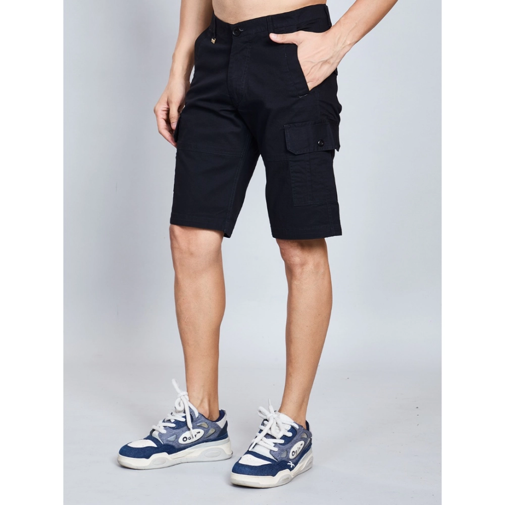generic men's casual cotton solid knee length cargo shorts (black) generic men's casual cotton solid knee length cargo shorts (black)