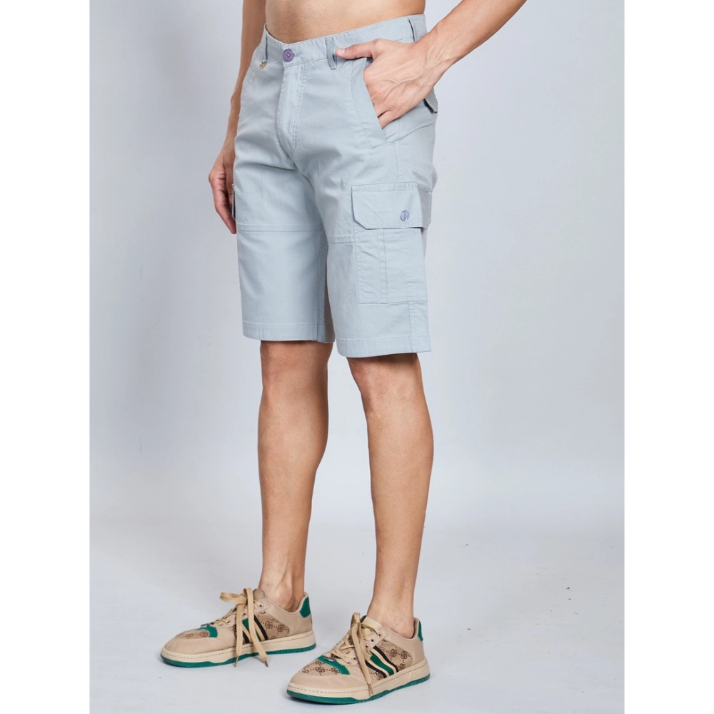 generic men's casual cotton solid knee length cargo shorts (grey) generic men's casual cotton solid knee length cargo shorts (grey)
