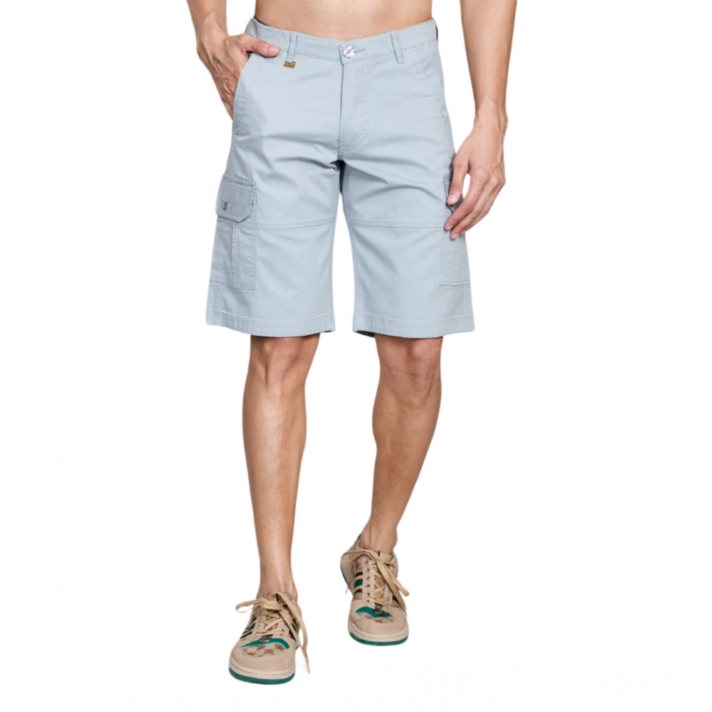 generic men's casual cotton solid knee length cargo shorts (grey) generic men's casual cotton solid knee length cargo shorts (grey)