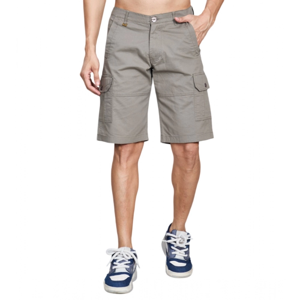 generic men's casual cotton solid knee length cargo shorts (darkgrey) generic men's casual cotton solid knee length cargo shorts (darkgrey)