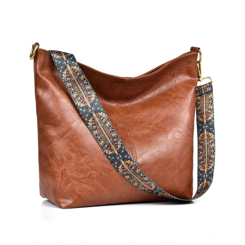 generic women's pu leather medium sling bag zipper handbag (brown) generic women's pu leather medium sling bag zipper handbag (brown)